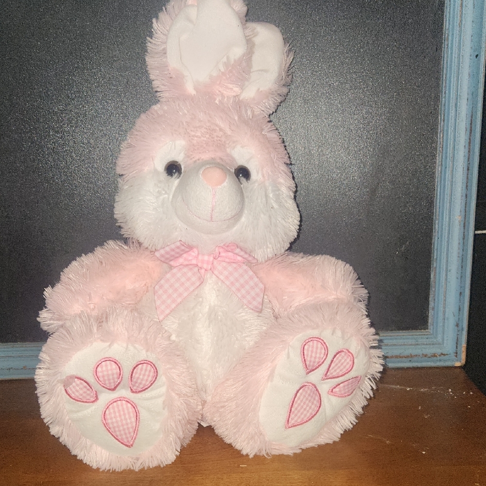 Pink and White Bunny Plush Toy